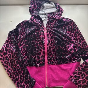 Pink and Black Leopard Print Hoodie